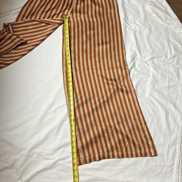 NEW L’AGENCE Lillian smock waist pant drapery satin siz XS honey/LT sand stripe - Picture 10 of 15